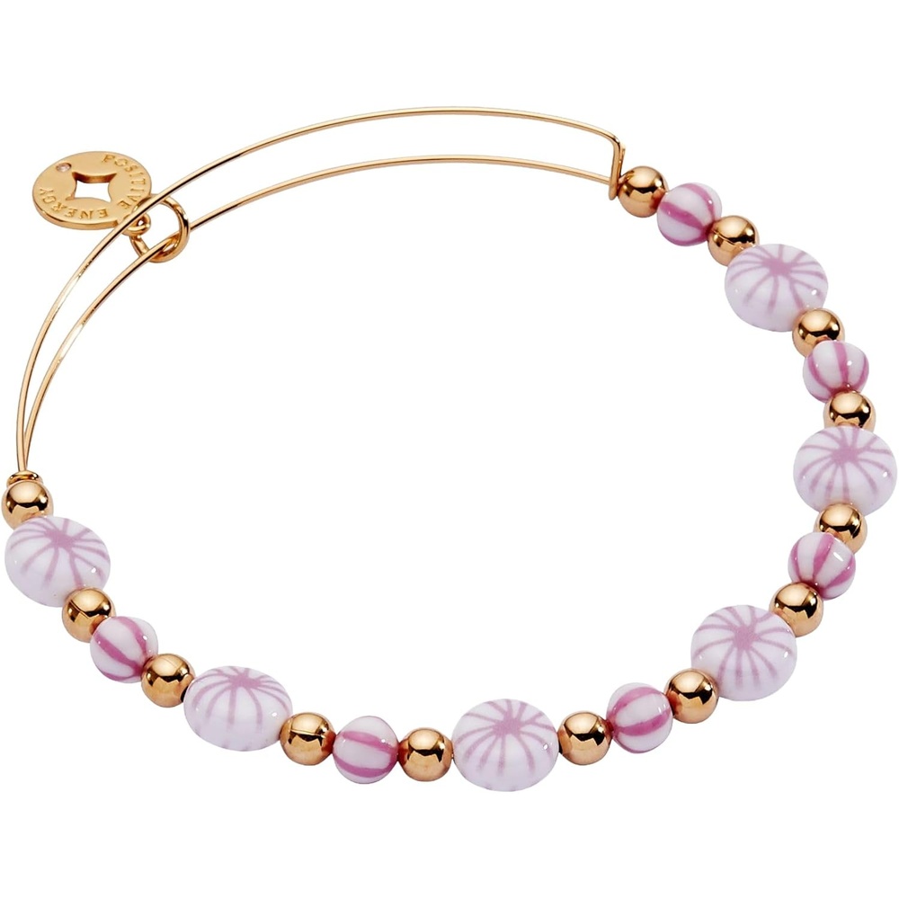 image:imageAlex and Ani Womens Holiday Bracelets  NickelFree Brass Bracelets Trendy Womens Jewelry Pink Peppermint Beaded Expandable Wire Bracelet Shiny Gold