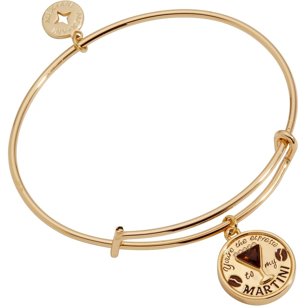 image:imageAlex and Ani Youre the Espresso to my Martini Charm Bangle Bracelet Shiny Gold Bracelets for Women NickelFree Safe Materials