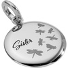 ALEX AND ANI Sister Dragonfly Disc Charm(Stainless Silver)