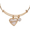 Alex and Ani BILY Mama Mother of Pearl Heart Duo Expandable Wire Bracelet for Women(Shiny Gold)