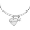Alex and Ani BILY Mama Mother of Pearl Heart Duo Expandable Wire Bracelet for Women(Shiny Silver)