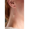 Alex and Ani Delicate Pave Cross Threader Earring, 14k Gold Sterling Silver