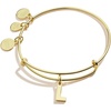 Alex and Ani Expandable Bangle for Women, Initials A to Z Letter Charms, Shiny Finish, 2 to 3.5 in(Gold)