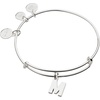 Alex and Ani Expandable Bangle for Women, Initials A to Z Letter Charms, Shiny Finish, 2 to 3.5 in(Shiny Silver)