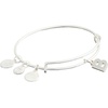 Alex and Ani Expandable Bangle for Women, Initials A to Z Letter Charms, Shiny Finish, 2 to 3.5 in(Silver)