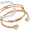 Alex and Ani Mama Bracelets – Women’s Bracelets Set of 3, Expandable Wire Bangle, French Rope Cuff with Crystal Heart, Trendy Jewelry for Women(Shiny Gold)