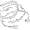 Alex and Ani Mama Bracelets – Women’s Bracelets Set of 3, Expandable Wire Bangle, French Rope Cuff with Crystal Heart, Trendy Jewelry for Women(Shiny Silver)