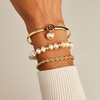 Alex and Ani Pearl Heart + Crystal Charm Clip Bangle(Shiny Gold)