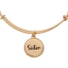 Alex and Ani Sister Charm Bangle Bracelet for Women(Shiny Gold)