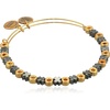 Alex and Ani Accents XO Hugs and Kisses Beaded Expandable Bangle for Women, 2 to 3.5 in(Shiny Gold and Midnight Silver Finish)