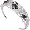 Alex and Ani Silver Cuff Bracelet – Spider Web Design with Black Spiders, Glows in the Dark, Crystal Accents, Spooky Halloween Jewelry, Nickel-Free