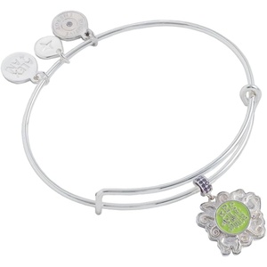 ALEX AND ANI Beetlejuice® Bangle – Bold Stripe Design, Silver Black Logo, Nickel-Free, Add Spooky Flair to Everyday Stack, Women’s Fashion Bracelet(Charm Bangle)