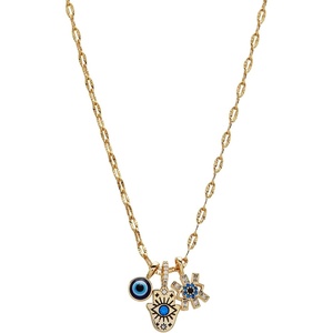 ALEX AND ANI Evil Eye Charm Necklace(Triple Charm Necklace)