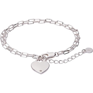 ALEX AND ANI Heart Charm Double Paperclip Chain Braclet(Silver)