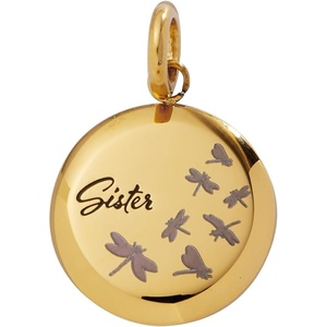 ALEX AND ANI Sister Dragonfly Disc Charm(Stainless Gold)