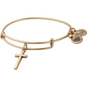 Alex and ANI Divine Guides Expandable Bangle Bracelet for Women, Cross Charm, 2 to 3.5 in(Rafaelian Gold Finish)
