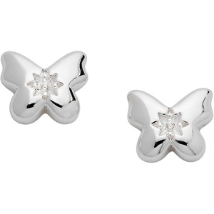 Alex and Ani Butterfly Crystal Stud Earrings, Shiny Silver