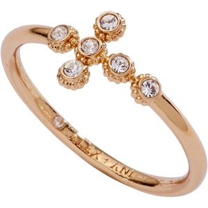 Alex and Ani Coquette Christian Cross Ring, Brass Shiny Gold