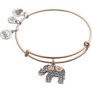 Alex and Ani Elephant Charm Bangle, Two-Tone – 14k Gold Over Sterling Silver, Lucky Jewelry for Women, Adjustable Bracelet, Ideal Gift Jewelry