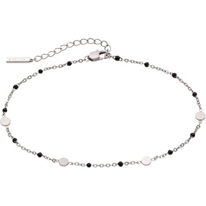 Alex and Ani Enameled Chain Coin Station Anklet(Black Silver)