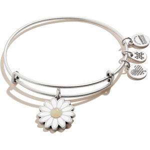 Alex and Ani Expandable Bangle for Women, Daisy Charm, Pineapple Jasper Gemstone, Rafaelian Finish, 2 to 3.5 in(Rafaelian Silver Finish)