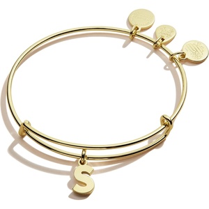 Alex and Ani Expandable Bangle for Women, Initials A to Z Letter Charms, Shiny Finish, 2 to 3.5 in(Gold)