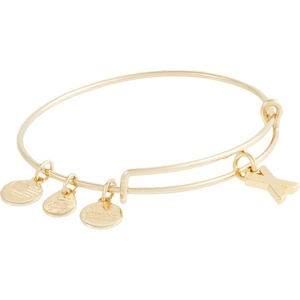 Alex and Ani Expandable Bangle for Women, Initials A to Z Letter Charms, Shiny Finish, 2 to 3.5 in(Shiny Gold)