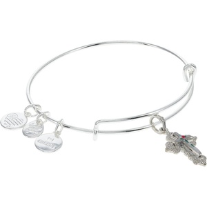 Alex and Ani Floral Cross Charm Bangle Bracelet