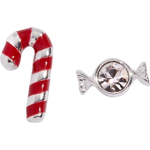 Alex and Ani Holiday Earrings for Women – Nickel-Free, Christmas Jewelry(Candy Cane (Shiny Silver))