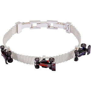 Alex and Ani Hot Wheels™ Bracelets – Moveable Enamel Charms, Checkered Flag Motif, Adjustable Stackable Designs, Ideal Gift for Women(Moveable Racecar Mesh Bracelet)