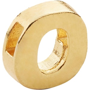 Alex and Ani Initial O Gold Slider Charm, Create Your Own, Initial O Charm, 14kt Gold Plated, Gold, 0.29 inch Width by 0.29 inch Height