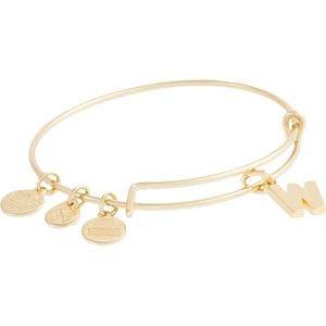 Alex and Ani Initials Expandable Charm Bangle for Women(Initial W (Shiny Gold))