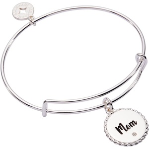 Alex and Ani Mom Charm Bangle Bracelet for Women(Shiny Silver)