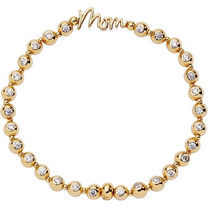 Alex and Ani Mom Elongated Crystal Stretch Bracelet for Women(Shiny Gold)