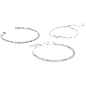 Alex and Ani Mom Script Bracelet, Set of 3(Silver)