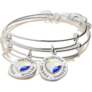 Alex and Ani Mother Daughter Charm Bangles, Set of 2(Shiny Silver)