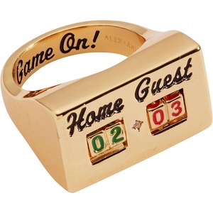 Alex and Ani Score Board Fidget Ring, Brass Shiny Gold