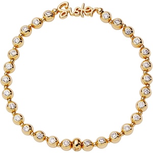 Alex and Ani Sister Elongated Crystal Stretch Bracelet for Women(Shiny Gold)