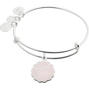 Alex and Ani ‘Sweet 16’ Charm Bangle – Expandable Bracelet for Women, Nickel-Free, Shiny Silver Finish, Ideal Gift Jewelry