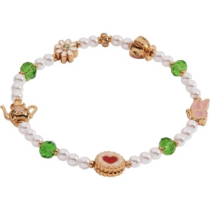 Alex and Ani Tea Party Beaded Stretch Bracelet, Brass Shiny Gold