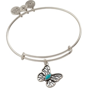Alex and Ani Turquoise Filigree Butterfly Charm Bangle