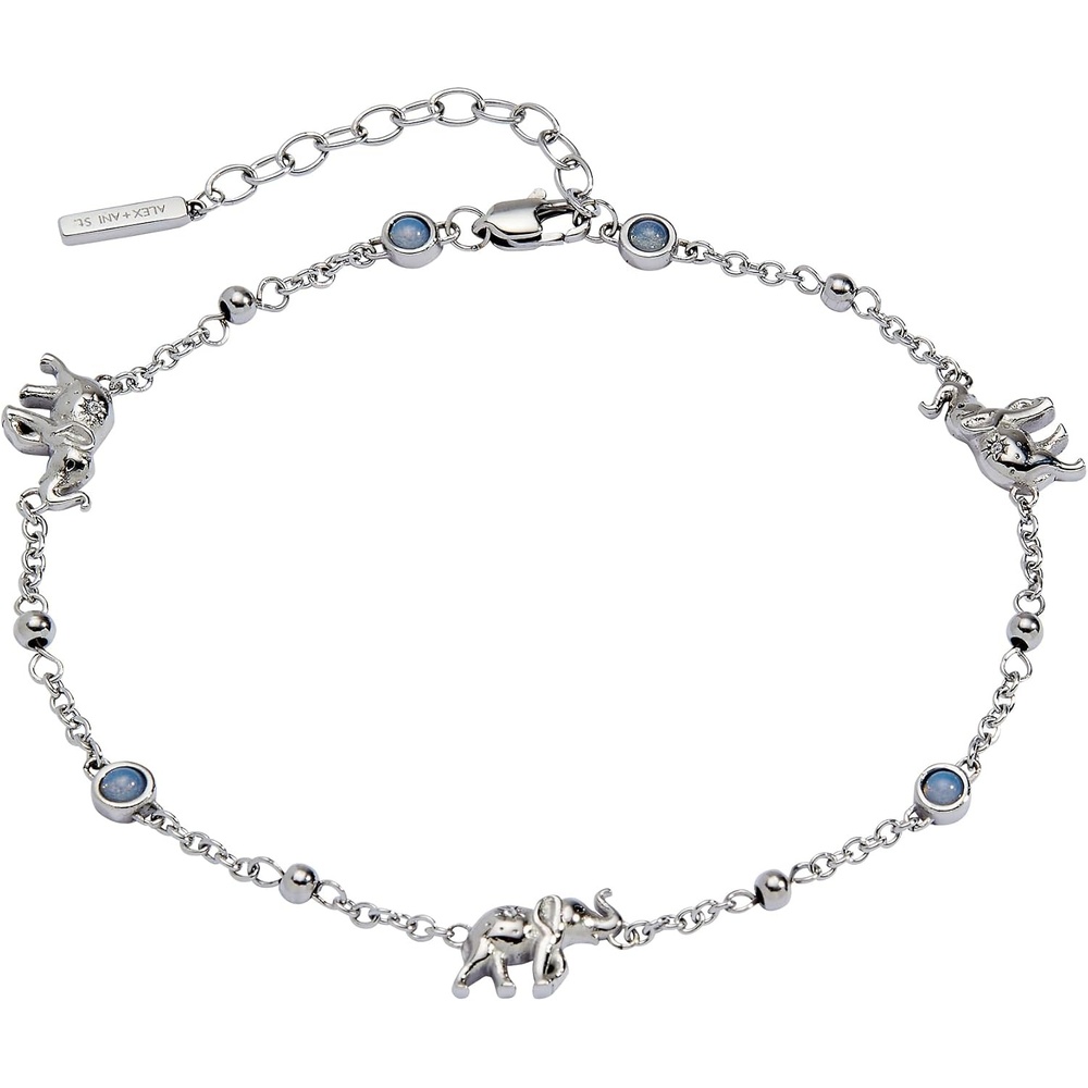 image:imageAlex and Ani Elephant Inline Charm Anklet  Silver amp Opal  Chain Anklet  Dainty Animal Anklet  Animal Jewelry For Women