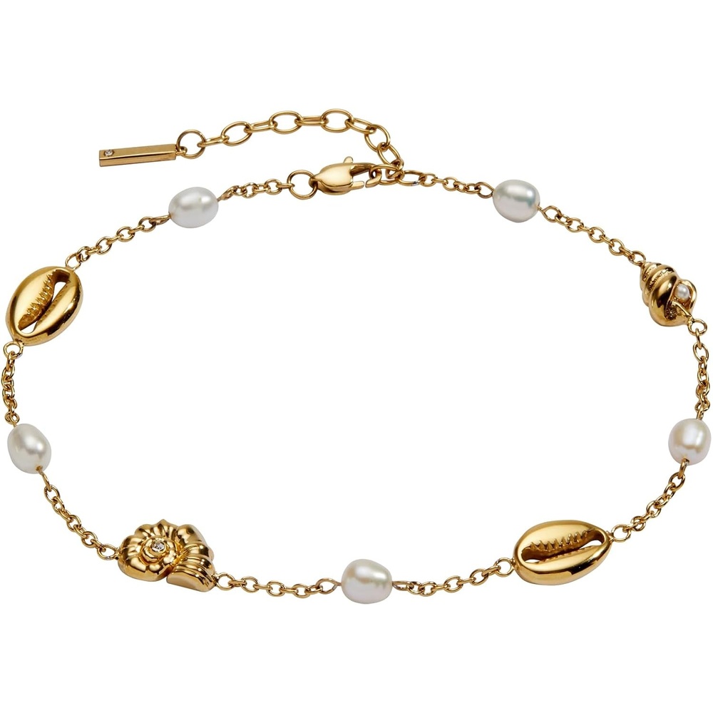 image:imageAlex and Ani Seashell Inline Charm Anklet  GoldPlated amp Pearl  Chain Anklet  Dainty Beach Anklet  Beach Jewelry For Women