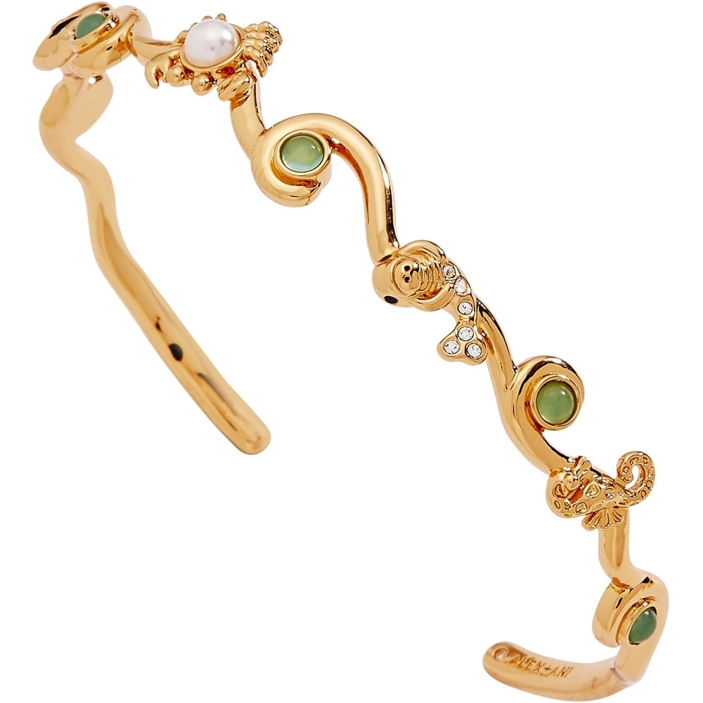image:imageAlex and Ani Whimsical Sea Creature Cuff  Seahorse Manatee amp Crab Charms  Cuff Bracelet For Women  Enamel amp Pearl  Beach Jewelry For Women