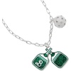Alex and Ani Barbie™ Pickleball Charm Pendant, Brass Shiny Silver