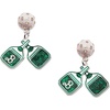 Alex and Ani Barbie™ Pickleball Drop Earrings, Brass Shiny Silver