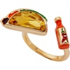 Alex and Ani Taco Open Ring | Gold-Plated, Crystal & Enamel | Adjustable Ring For Women | Stackable Ring | Taco Lover Gift
