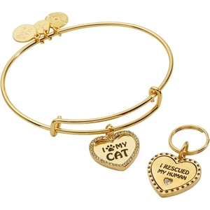 ALEX AND ANI I Love My Pet Expandable Wire Bracelet & Charm(I Love My Cat)
