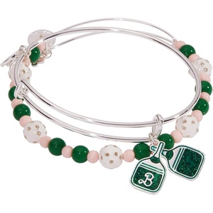 Alex and Ani Barbie™ Pickleball Bangle Set of 2, Brass Shiny Silver