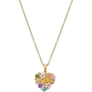 Alex and Ani Enamel Flower Locket, Stainless Gold